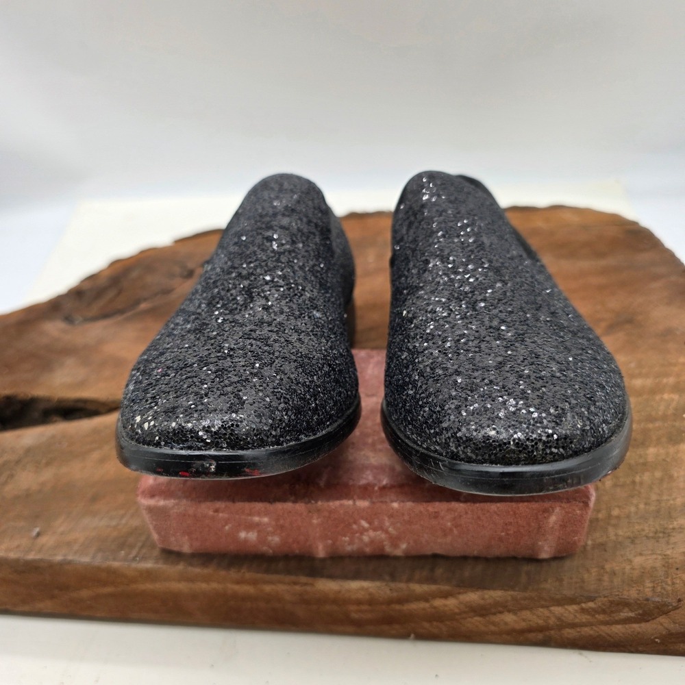 Enzo Romeo Sparks-04 Loafers Mens 8.5 Black Glitter Paisley Lining Red Bottoms *